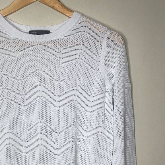 Vince Sz M White Perforated Sweater - Picture 1 of 6